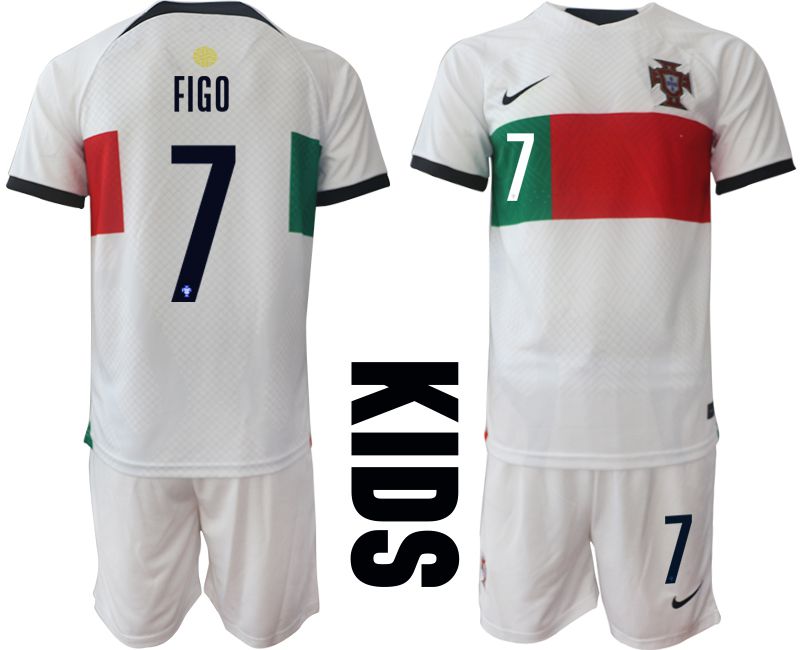 Youth 2022 World Cup National Team Portugal away white 7 Soccer Jersey